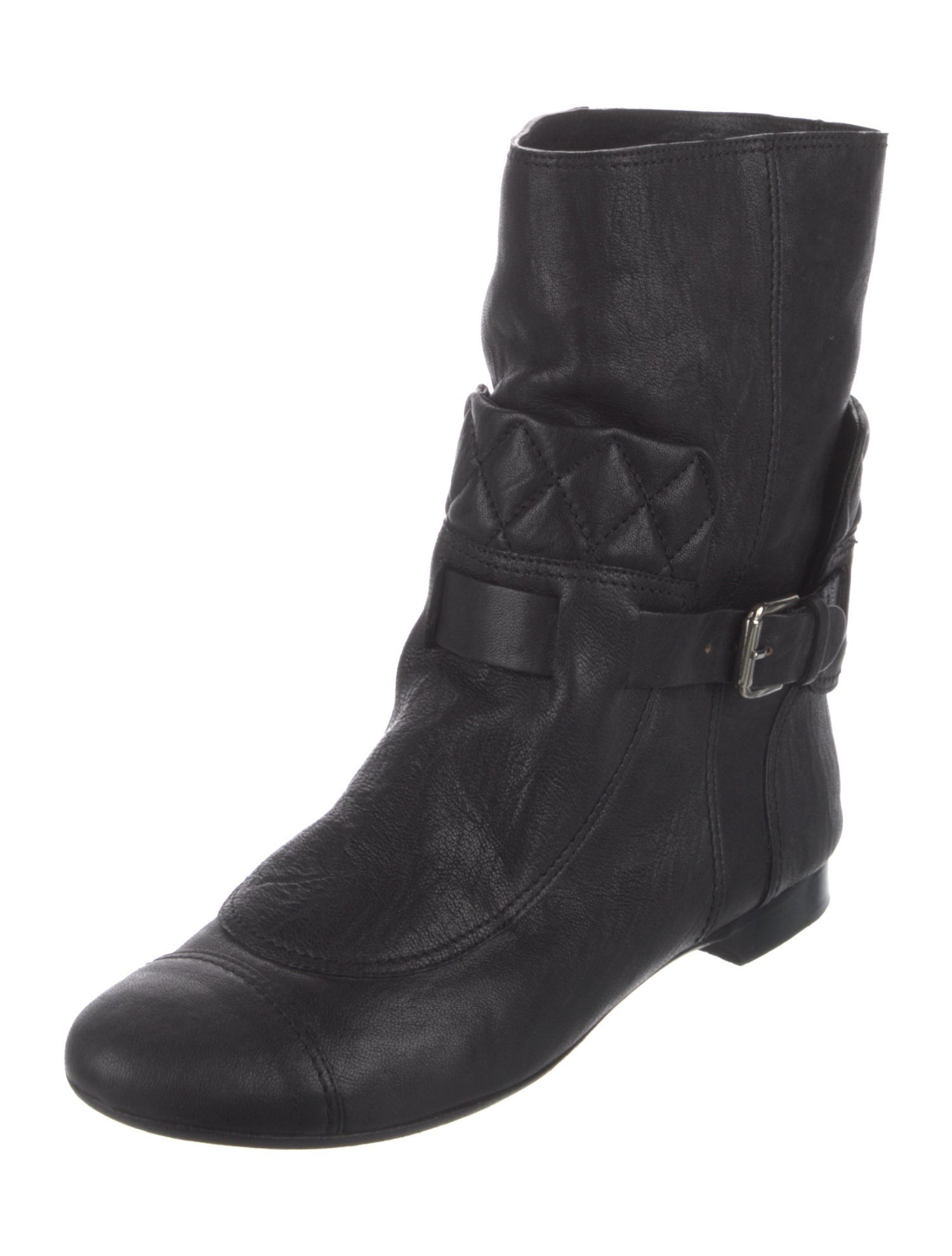 Chanel Interlocking CC Logo Leather Moto Boots