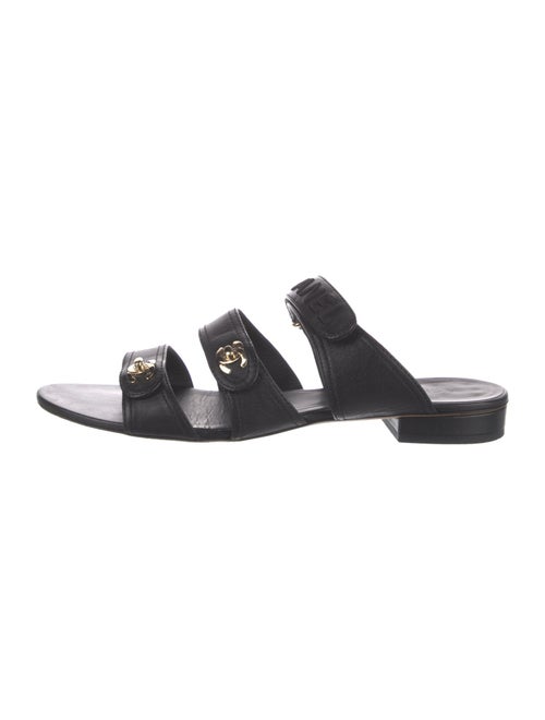 Chanel Interlocking CC Logo Leather Slides