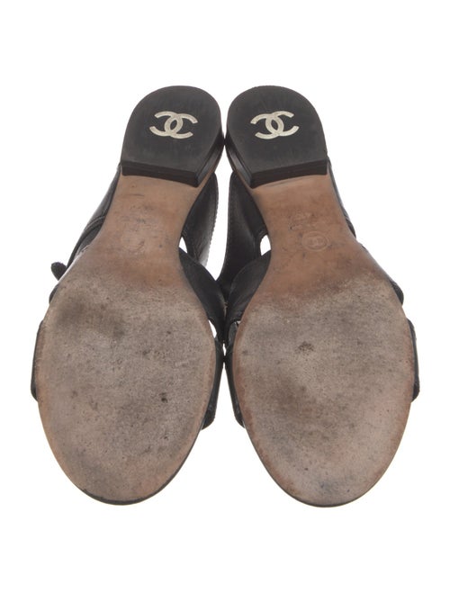 Chanel Interlocking CC Logo Leather Slides