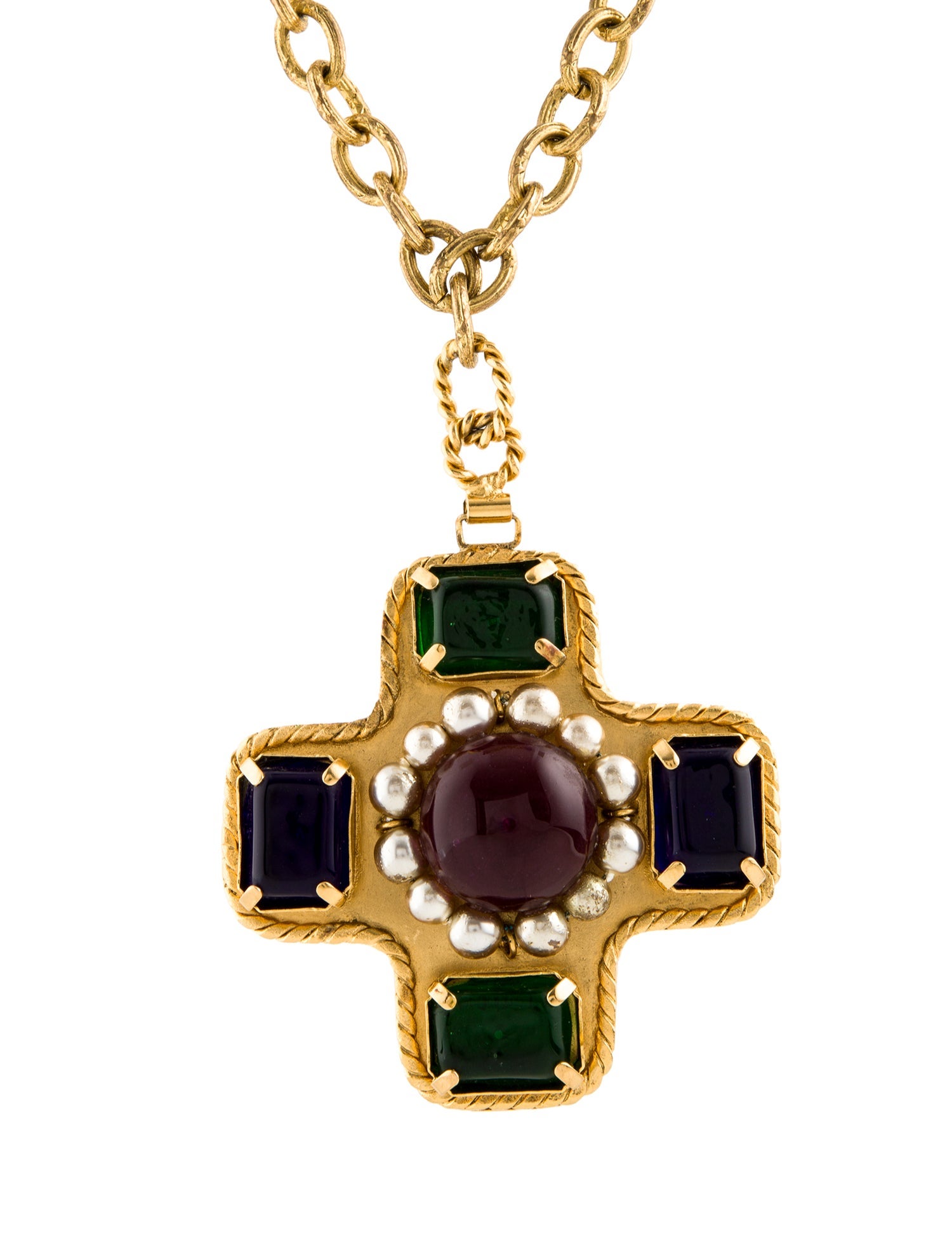 Supreme 14K Libertad Pendant Necklace - Red, 14K Yellow Gold