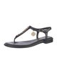 Chanel Interlocking CC Logo Lambskin T-Strap Sandals