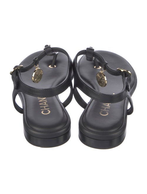 Chanel Interlocking CC Logo Lambskin T-Strap Sandals