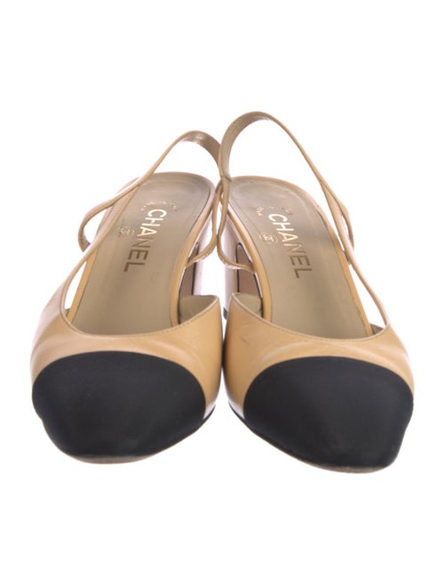 Chanel Interlocking CC Logo Goat Leather Slingback Pumps