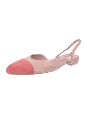 Chanel Interlocking CC Logo Suede Slingback Flats