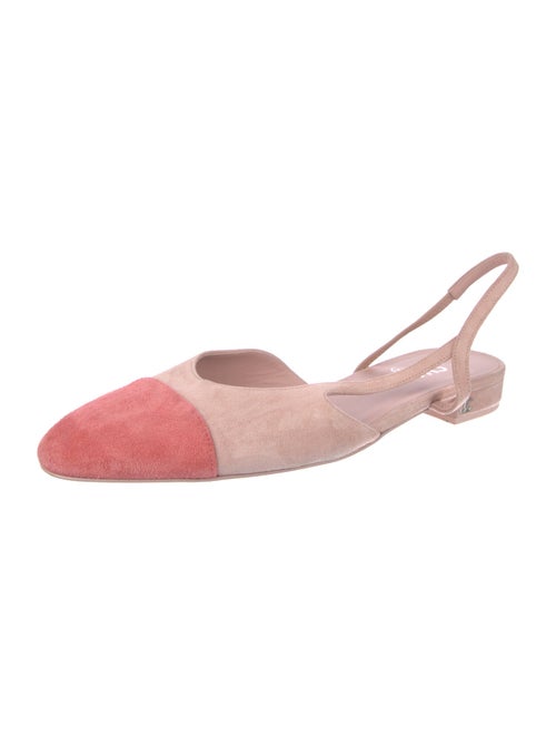Chanel Interlocking CC Logo Suede Slingback Flats