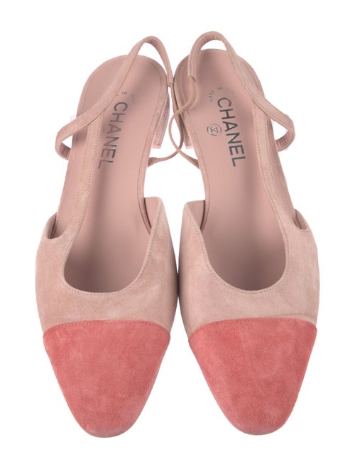 Chanel Interlocking CC Logo Suede Slingback Flats