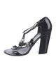 Chanel Interlocking CC Logo Patent Leather T-Strap Sandals