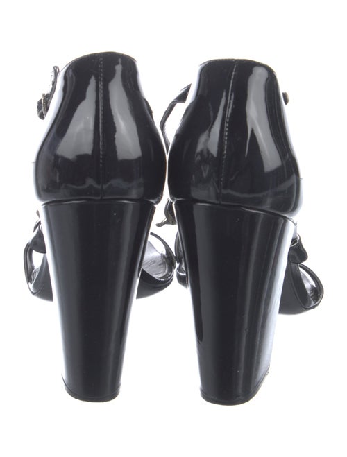 Chanel Interlocking CC Logo Patent Leather T-Strap Sandals