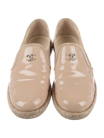 Chanel Interlocking CC Logo Patent Leather Espadrilles