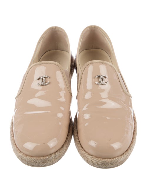 Chanel Interlocking CC Logo Patent Leather Espadrilles