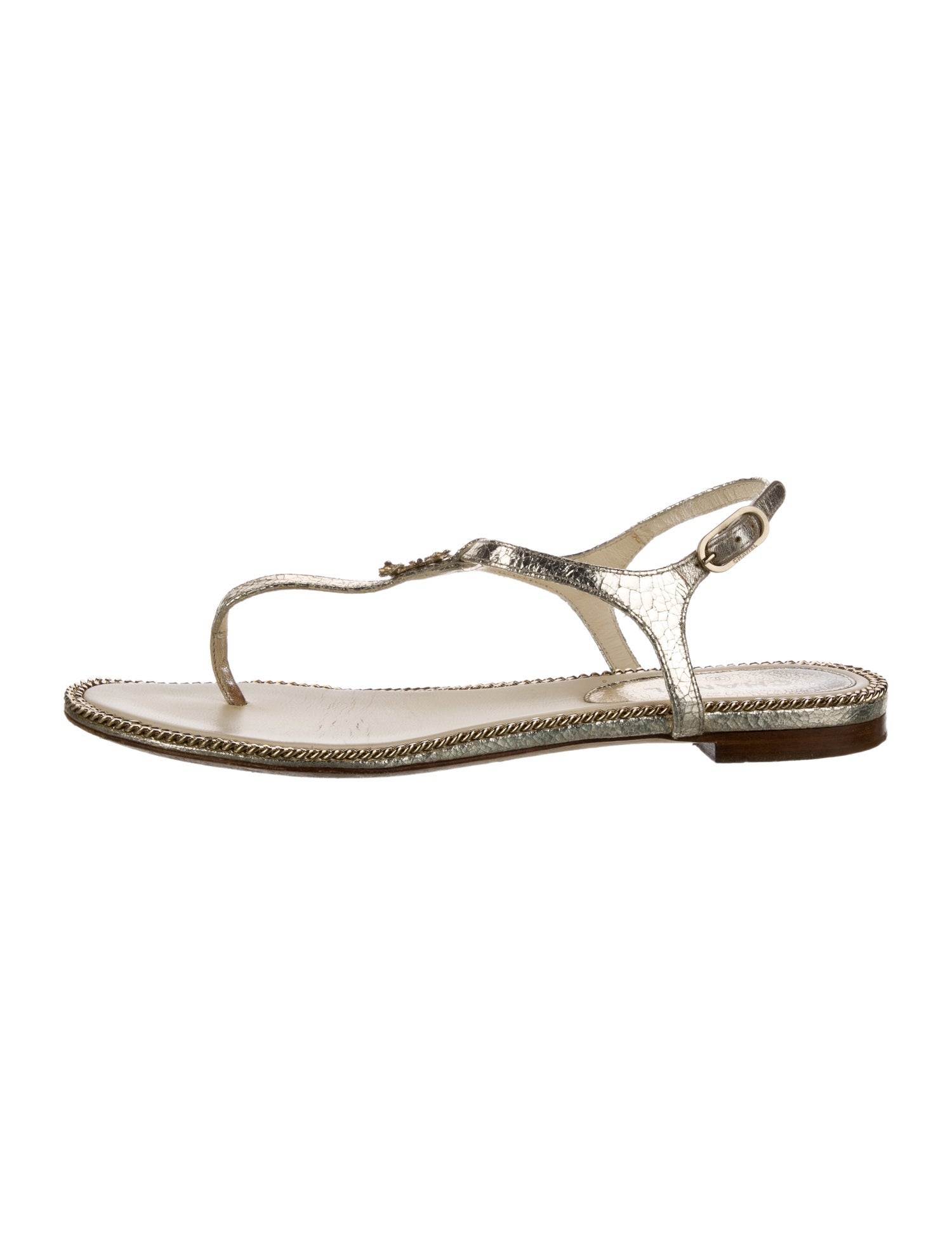 Chanel 2014 Interlocking CC Logo T-Strap Sandals