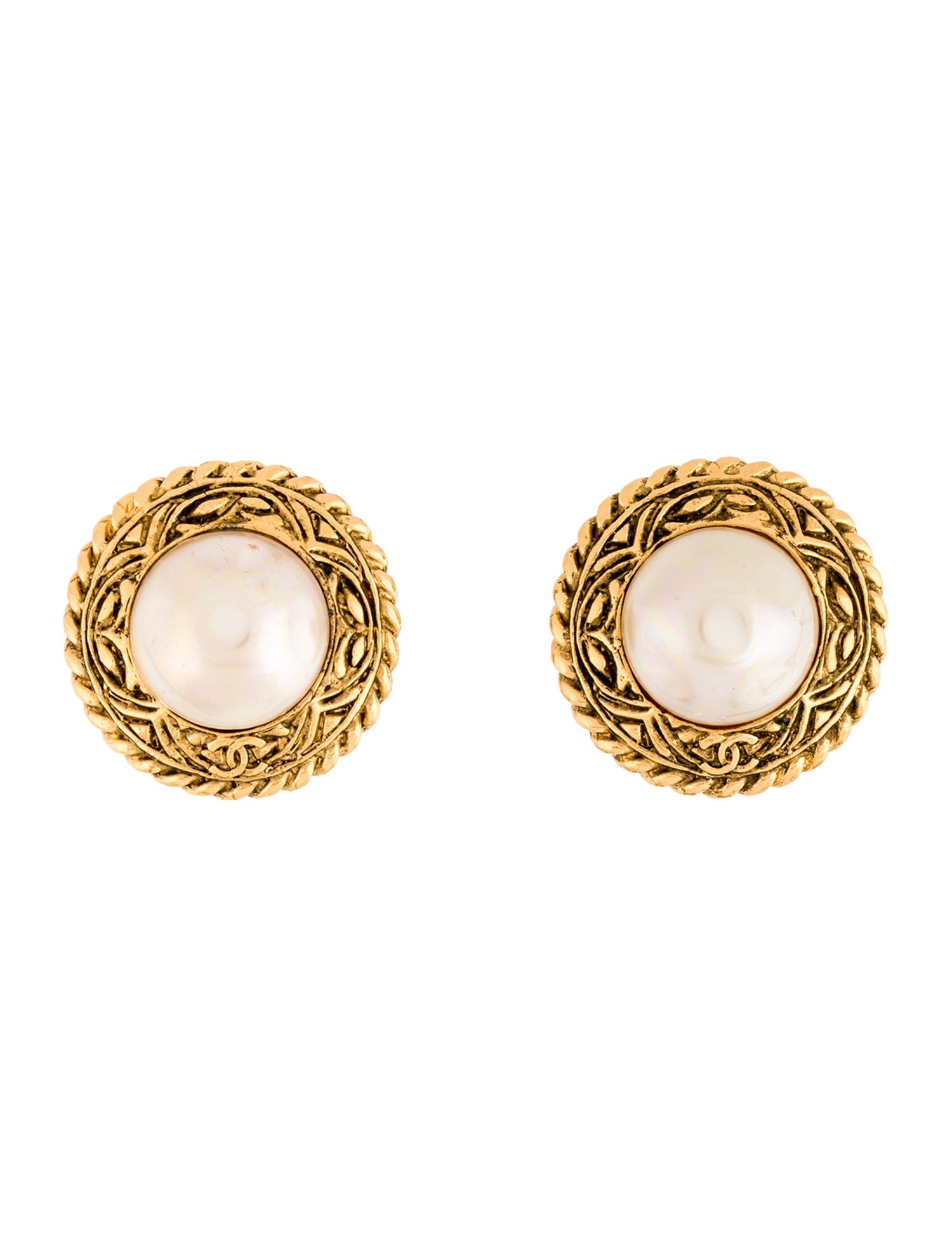 Chanel Vintage Faux Pearl Clip-On Earrings