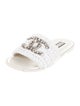 Chanel Interlocking CC Logo Raffia Slides