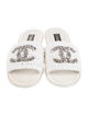 Chanel Interlocking CC Logo Raffia Slides