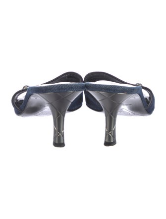 Chanel Interlocking CC Logo Denim Slides