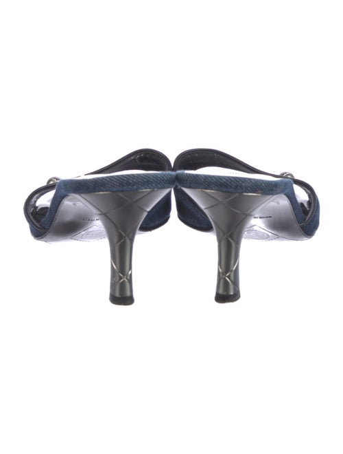 Chanel Interlocking CC Logo Denim Slides