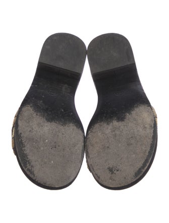 Chanel Interlocking CC Logo Suede Slides