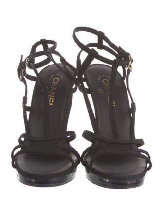 Chanel 2015 Interlocking CC Logo T-Strap Sandals