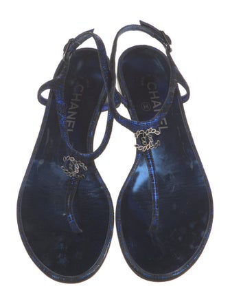 Chanel 2016 Interlocking CC Logo T-Strap Sandals