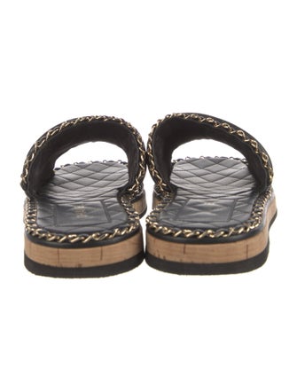 Chanel Interlocking CC Logo Leather Slides
