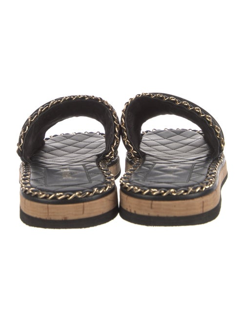 Chanel Interlocking CC Logo Leather Slides