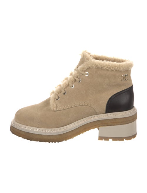 Chanel Interlocking CC Logo Suede Lace-Up Boots