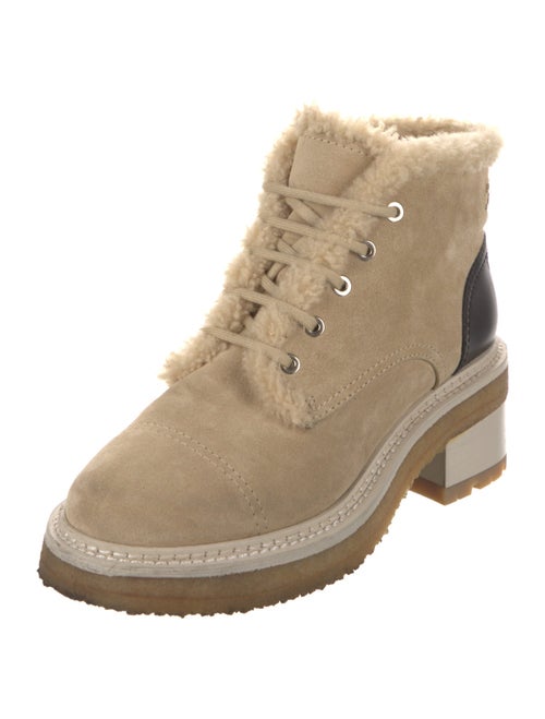 Chanel Interlocking CC Logo Suede Lace-Up Boots