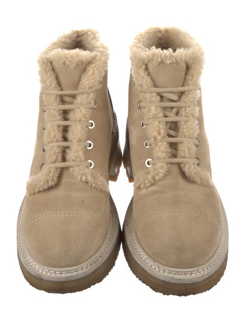 Chanel Interlocking CC Logo Suede Lace-Up Boots