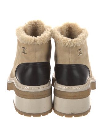 Chanel Interlocking CC Logo Suede Lace-Up Boots