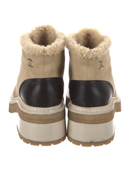 Chanel Interlocking CC Logo Suede Lace-Up Boots