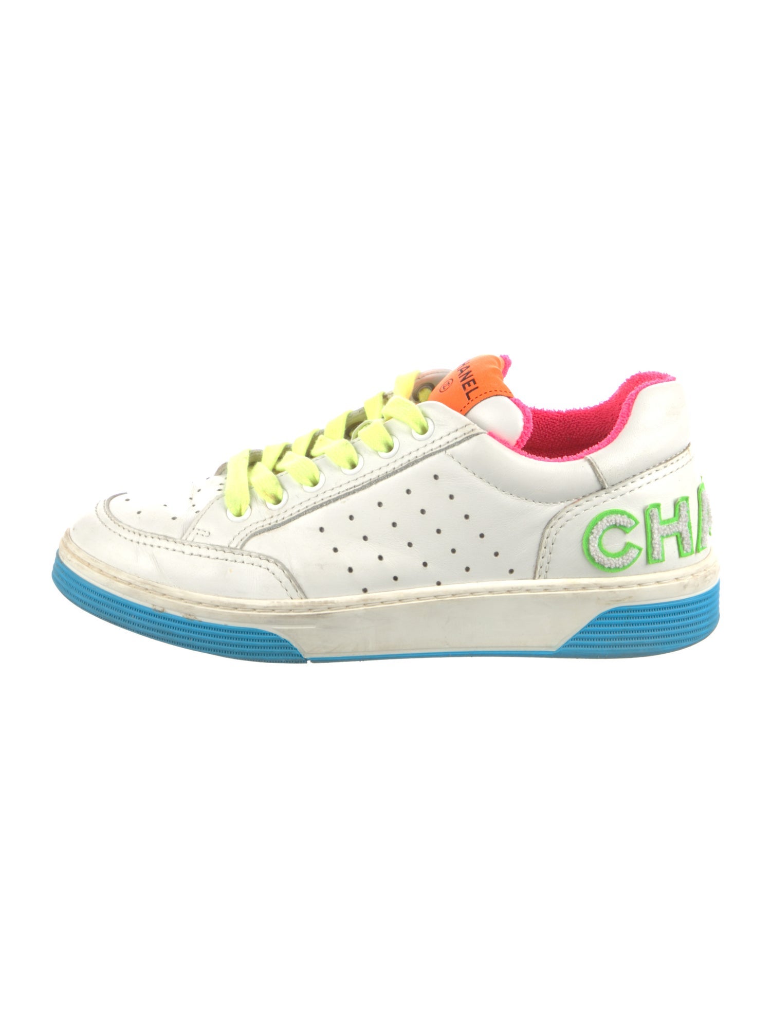 Chanel Leather Colorblock Pattern Sneakers