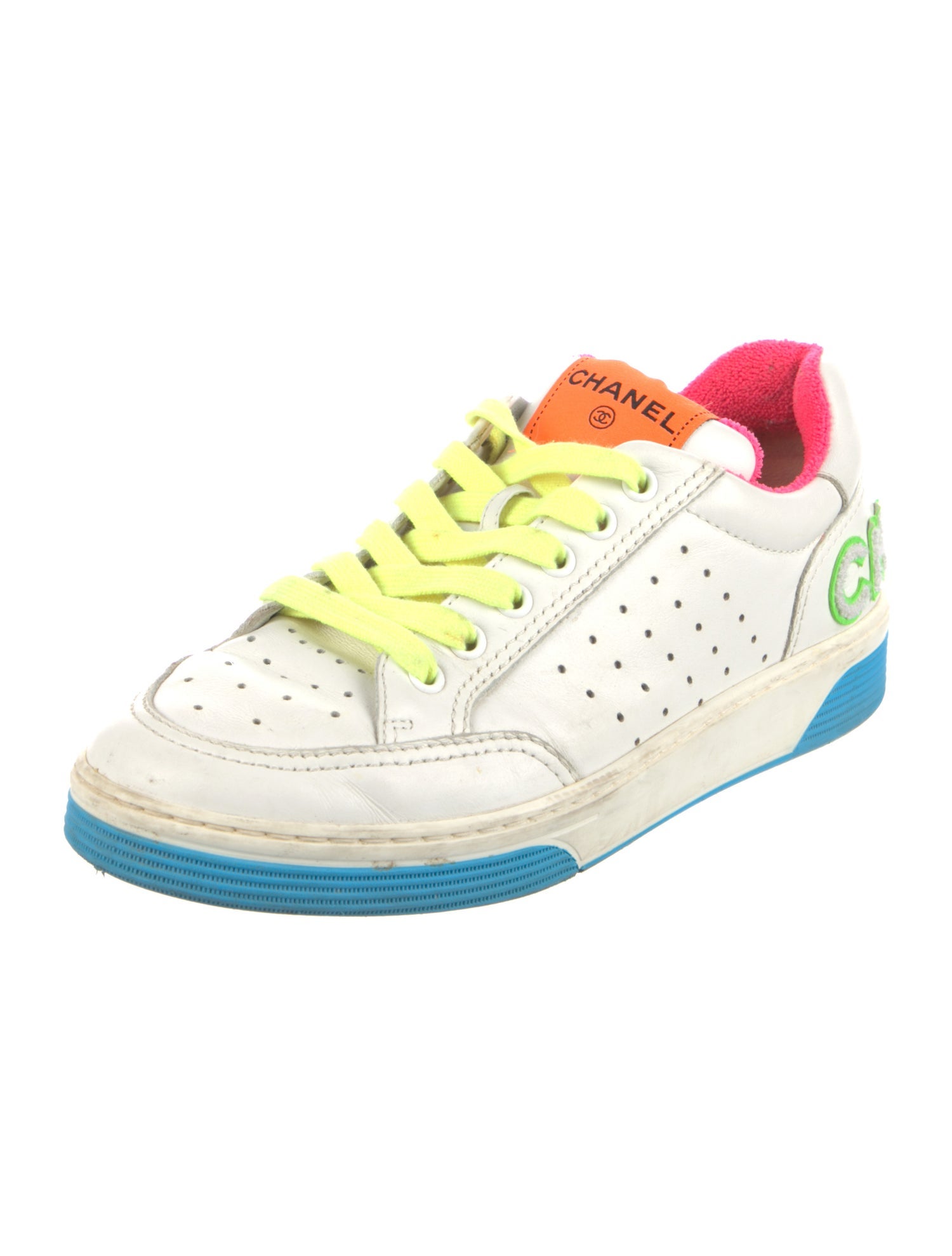 Chanel Leather Colorblock Pattern Sneakers