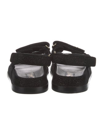 Chanel Interlocking CC Logo Suede Slingback Sandals