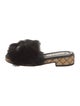 Chanel Interlocking CC Logo Shearling Slides