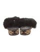 Chanel Interlocking CC Logo Shearling Slides