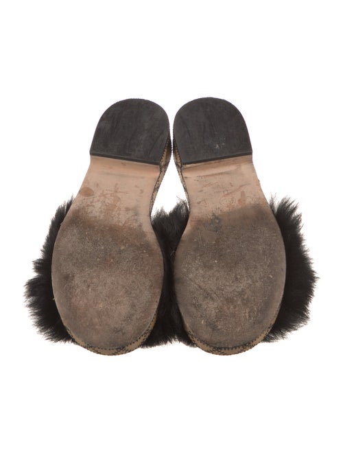 Chanel Interlocking CC Logo Shearling Slides