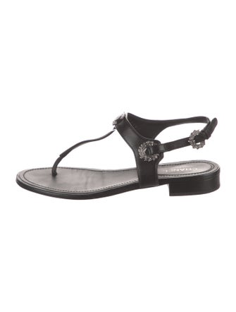 Chanel 2022 Leather T-Strap Sandals