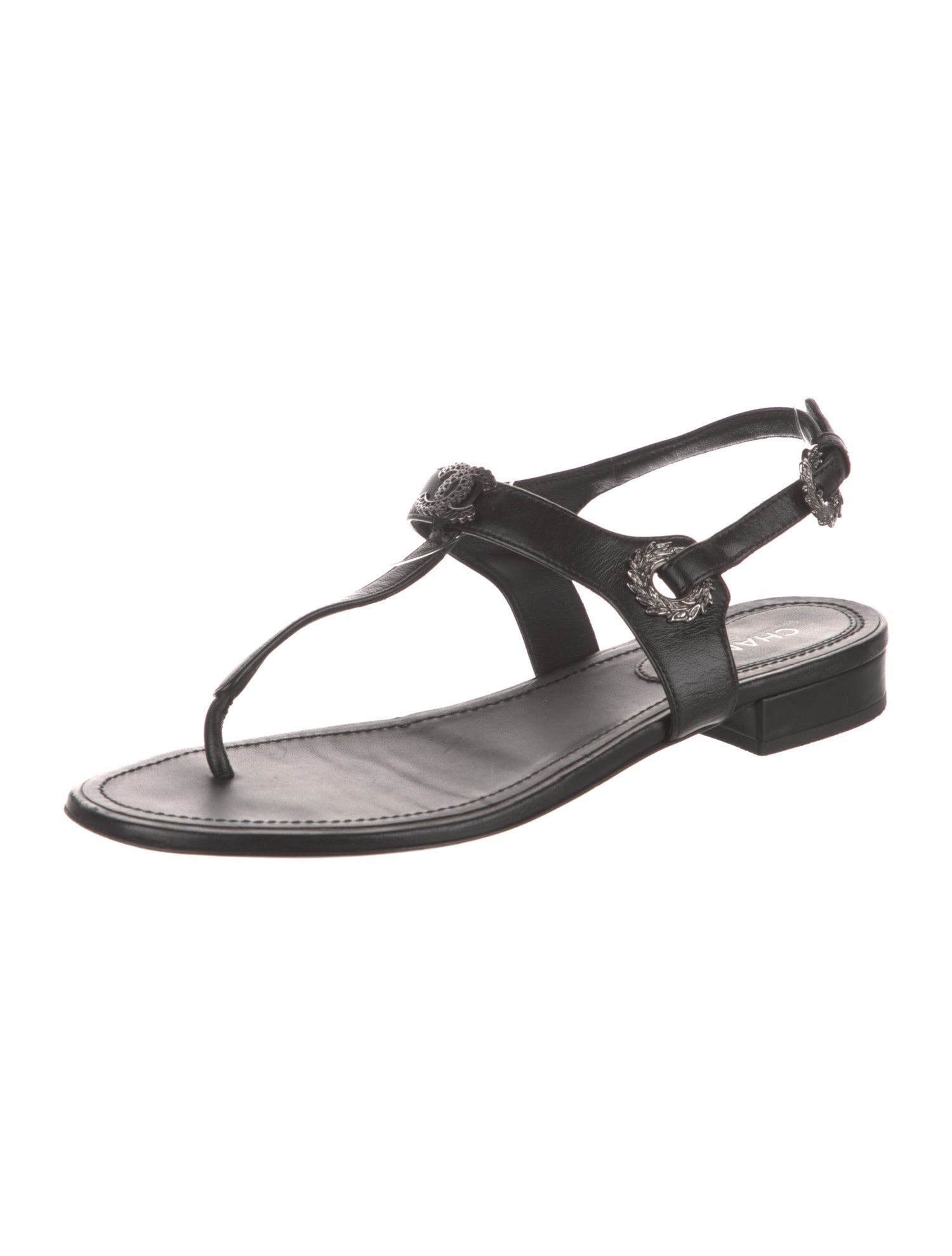 Chanel 2022 Leather T-Strap Sandals