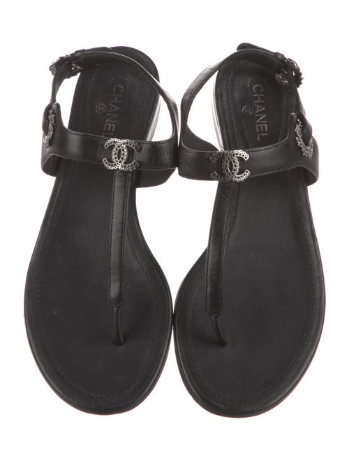 Chanel 2022 Leather T-Strap Sandals