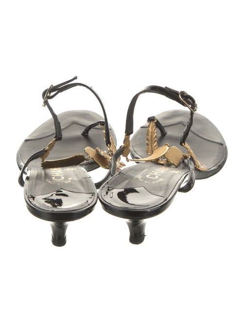 Chanel Interlocking CC Logo Patent Leather T-Strap Sandals