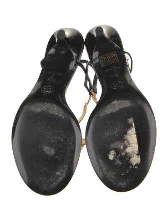 Chanel Interlocking CC Logo Patent Leather T-Strap Sandals