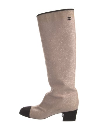 Chanel Interlocking CC Logo Glitter Riding Boots