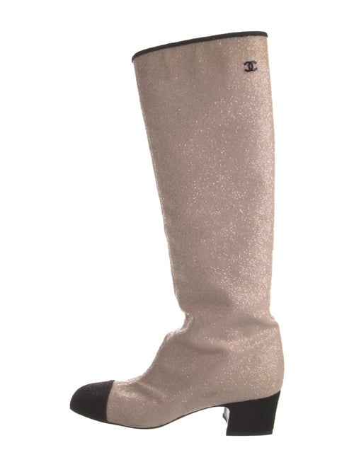 Chanel Interlocking CC Logo Glitter Riding Boots