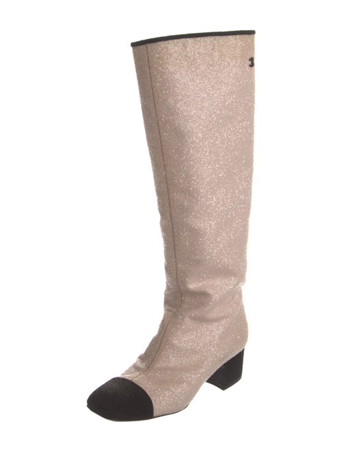 Chanel Interlocking CC Logo Glitter Riding Boots
