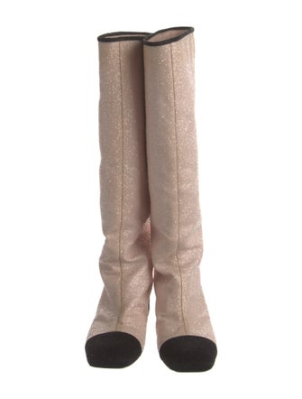 Chanel Interlocking CC Logo Glitter Riding Boots