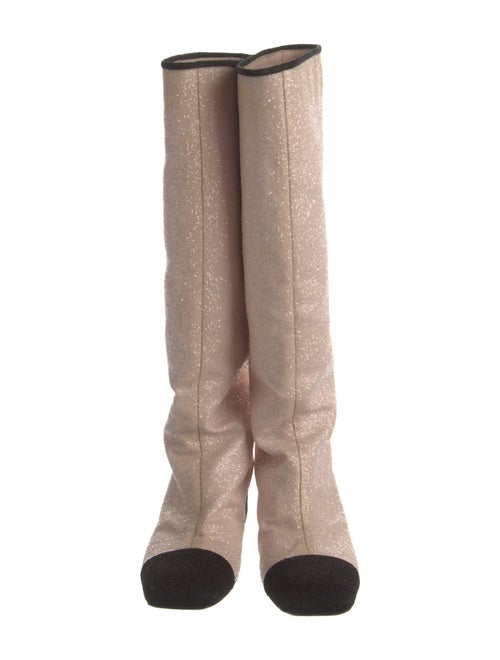 Chanel Interlocking CC Logo Glitter Riding Boots