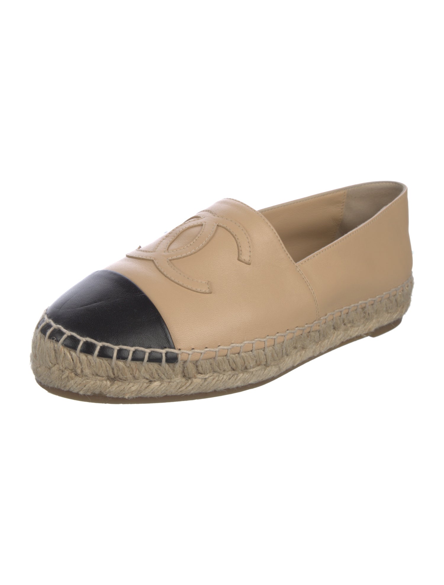 Chanel Interlocking CC Logo Lambskin Espadrilles