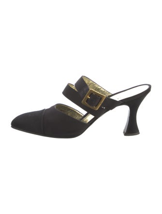 Chanel Interlocking CC Logo Suede Mules