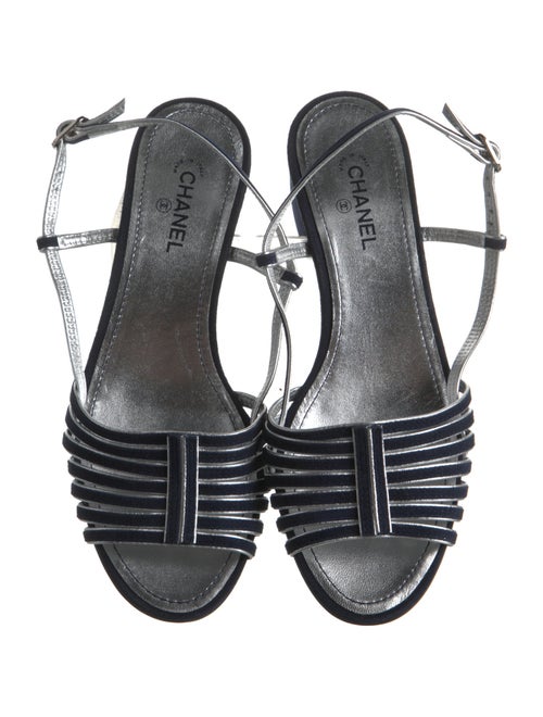 Chanel Interlocking CC Logo Suede Slingback Sandals