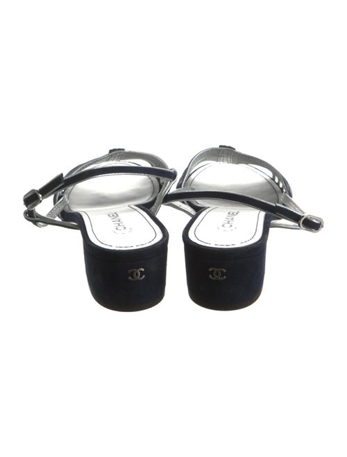 Chanel Interlocking CC Logo Suede Slingback Sandals